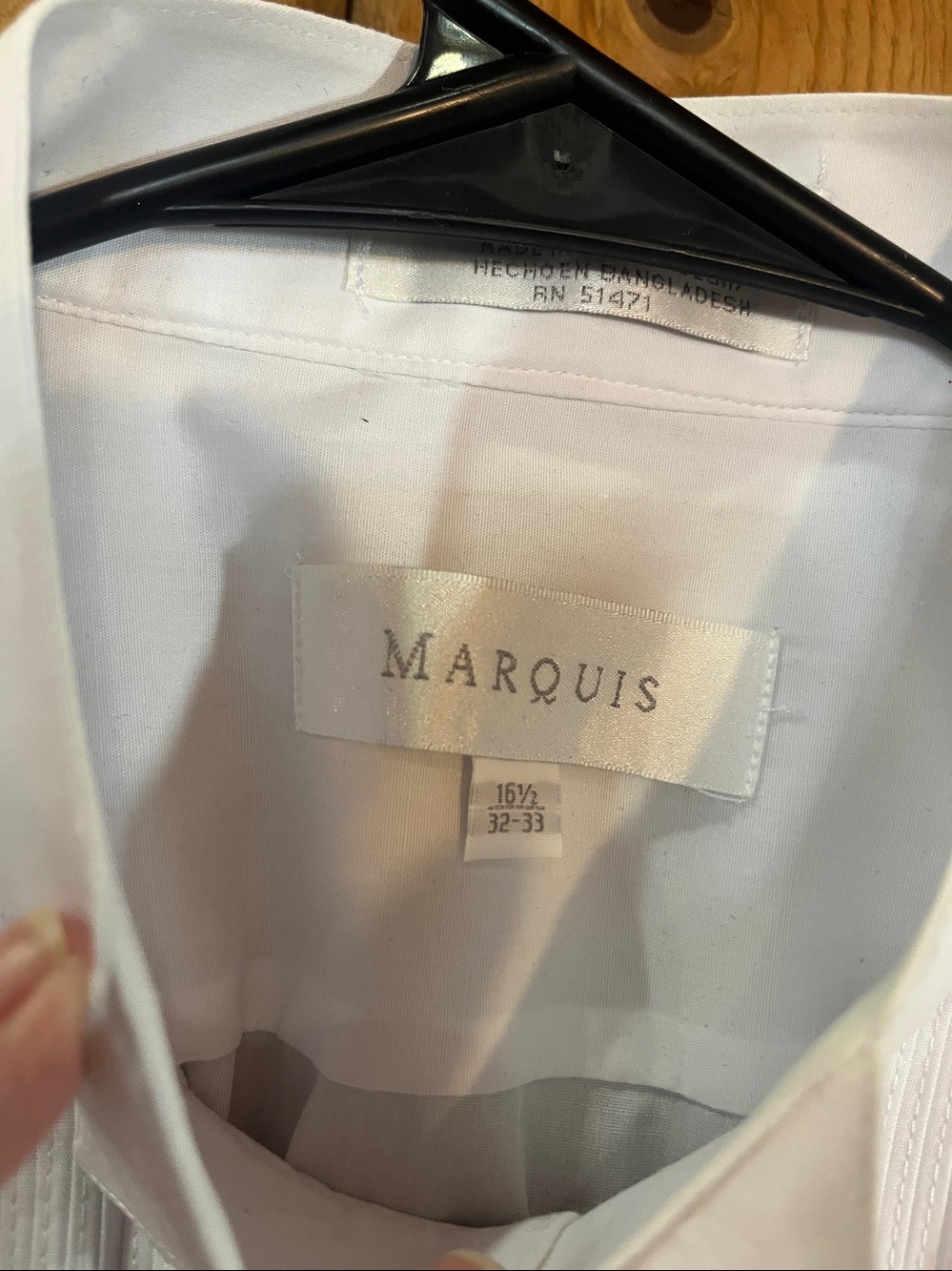 Marquis 16.5 /32-33.  XL white tuxedo dress shirt. 1184. - Picture 5 of 10